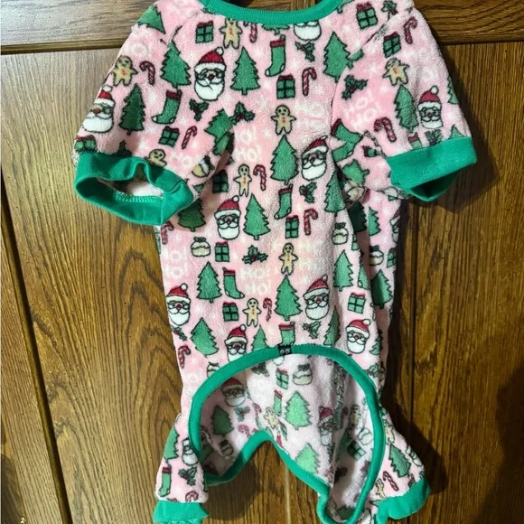 Cozy Pink Santa and Tree Doggy Pajamas - Picture 2 of 4